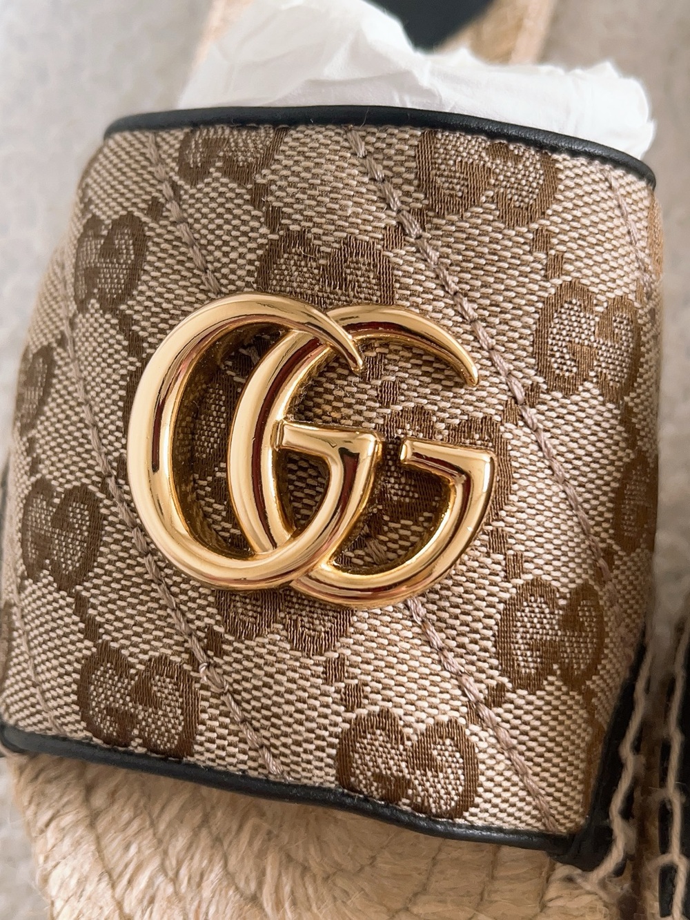 Gucci Women’s GG Marmont Monogram Canvas slide Espadrille Sandal - Picture 6 of 16